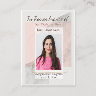 Tarjeta De Visita Memorial Keepsake clásico moderno femenino