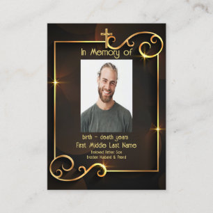 Tarjeta De Visita Memorial Keepsake Classic Black Gold