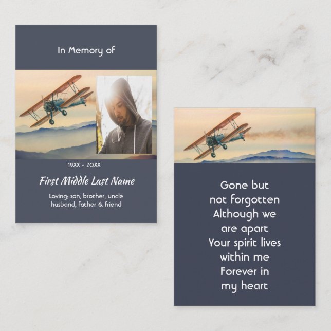 Tarjeta De Visita Memorial Keepsake  Clouds Biplane Sky (Anverso / Reverso)
