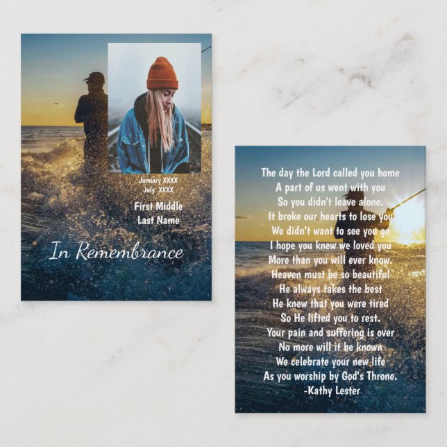 Tarjeta De Visita Memorial Keepsake Fishman Fishing Fish (Anverso / Reverso)