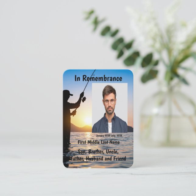 Tarjeta De Visita Memorial Keepsake Fishman Fishing Fish (Anverso de pie)