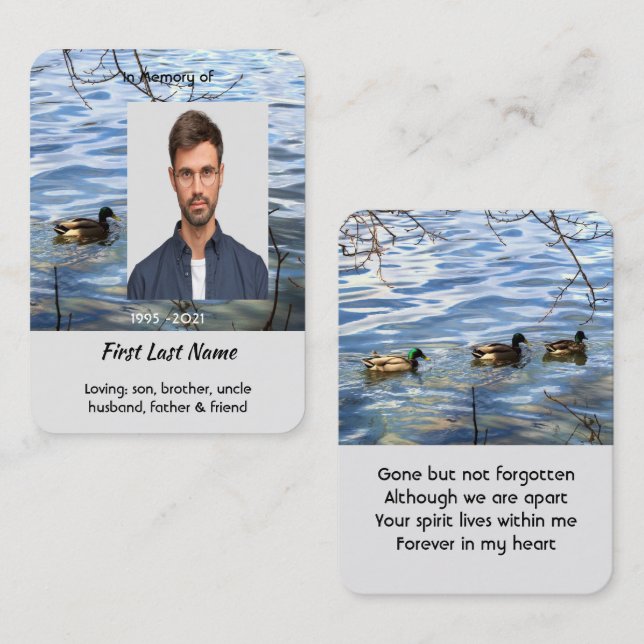 Tarjeta De Visita Memorial Keepsake Lake Ducks Birds (Anverso / Reverso)