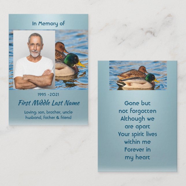 Tarjeta De Visita Memorial Keepsake Mallard Ducks Bird (Anverso / Reverso)