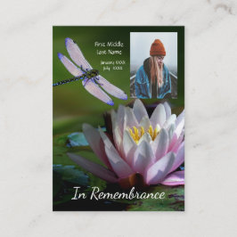 Tarjeta De Visita Memorial Keepsake Memorial Dragonfly Lotus Flower