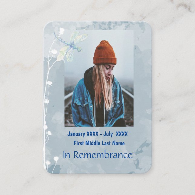 Tarjeta De Visita Memorial Keepsake Memorial Flor de libélula (Anverso)