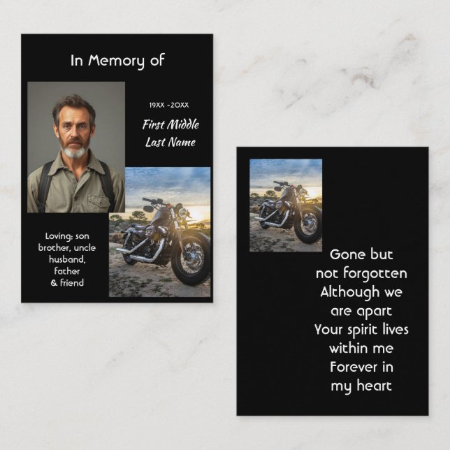 Tarjeta De Visita Memorial Keepsake Motorcycle Chopper (Anverso / Reverso)