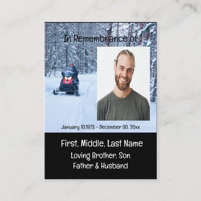 Tarjeta De Visita Memorial Keepsake Nieve deportes de invierno móvil (Anverso)