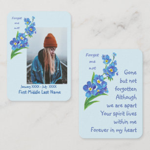 Tarjeta De Visita Memorial Keepsake nomeolvides la flor no