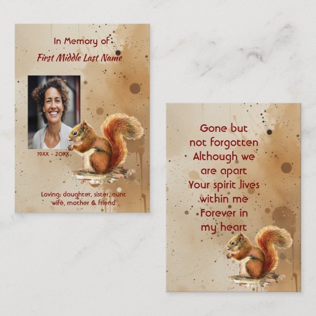 Tarjeta De Visita Memorial keepsake Red Squirrel (Anverso / Reverso)