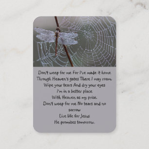 Tarjeta De Visita Memorial Memorial Memorial Dragonfly Spider Web