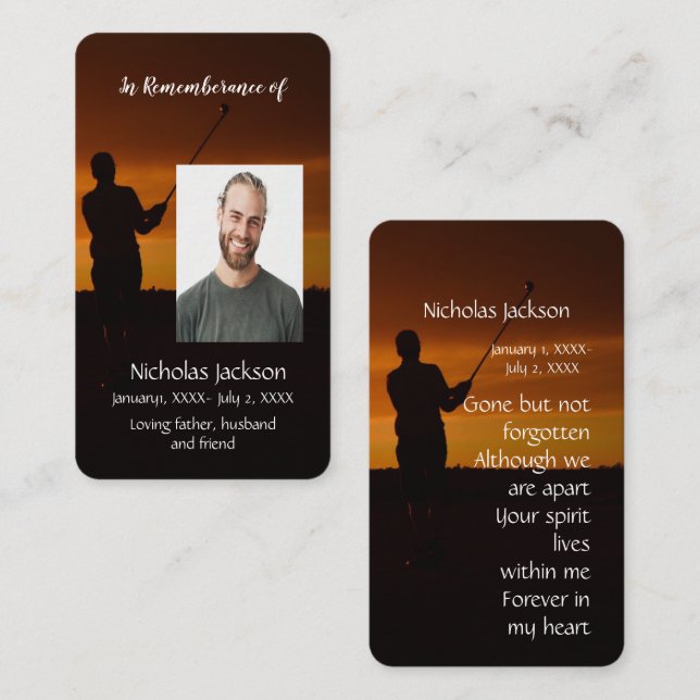 Tarjeta De Visita Memorial Memory Card Golf Golfer Golfing (Anverso / Reverso)