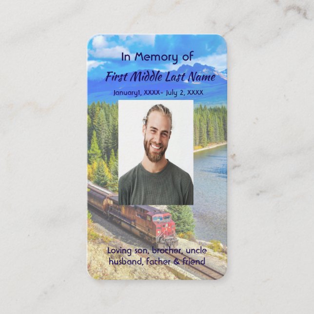 Tarjeta De Visita Memorial Memory Card Train Rail Tram Railway (Anverso)