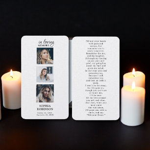 Tarjeta De Visita Memorial Moderno 3 Fotografía Marcador de Oración 