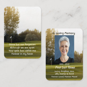Tarjeta De Visita Memorial Photo Poem Golf Course Golfer Golf