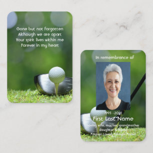 Tarjeta De Visita Memorial Photo Prayer Golf Course Golf Course Golf