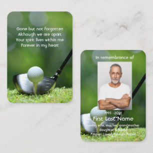 Tarjeta De Visita Memorial Photo Prayer Golf Course Golf Course Golf