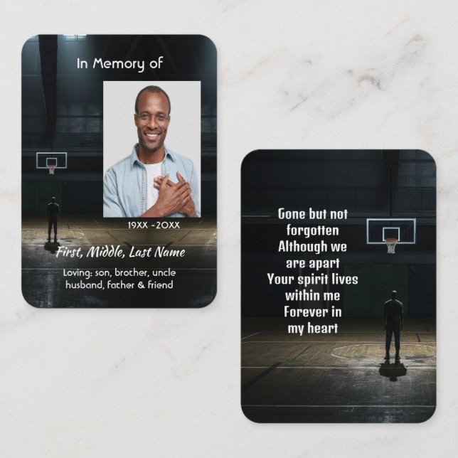 Tarjeta De Visita Memorial Pocket Card Basketball Game (Anverso / Reverso)