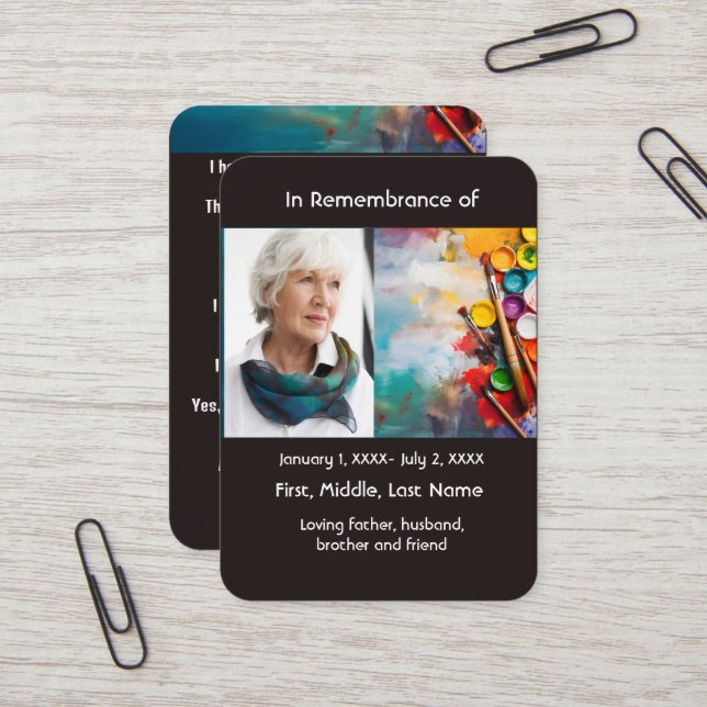 Tarjeta De Visita Memorial Pocket Card Pintura de arte (Anverso/Reverso In Situ)