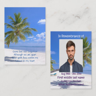 Tarjeta De Visita Memorial Pocket Keepsake Tropical Beach Paradise