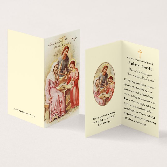 Tarjeta De Visita Memorial religioso católico en memoria de las tarj (Interior y exterior)