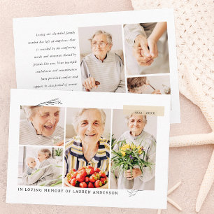 Tarjeta De Visita Memorial Simple Moderno 7 Photo Grid Prayer