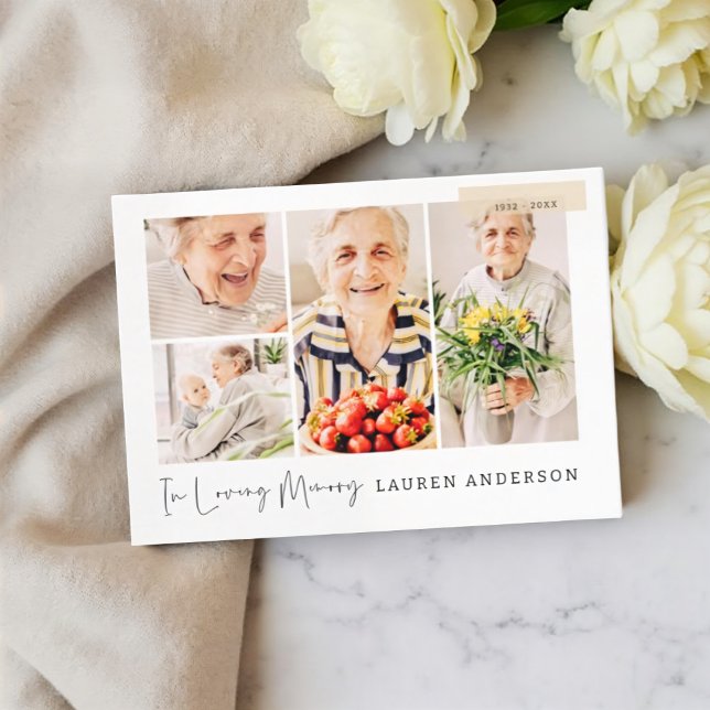 Tarjeta De Visita Memorial Simple Moderno 7 Photo Grid Prayer (Subido por el creador)