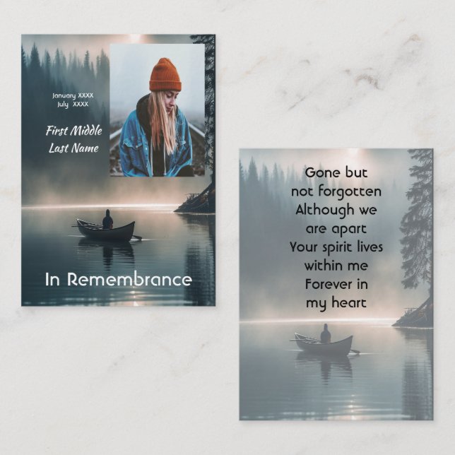 Tarjeta De Visita  Memory Keepsake Wilderness Lake Canoe (Anverso / Reverso)