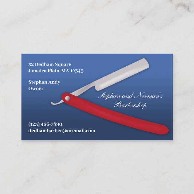 Tarjeta De Visita Men’s Haircut Barber Business Card Template (Anverso)