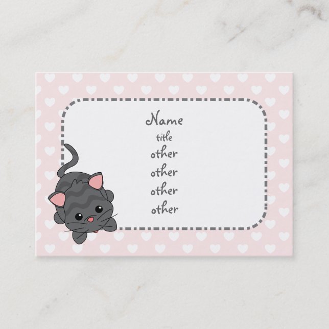 Tarjeta De Visita Mendigando a KItty con el corazón (Anverso)