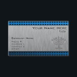 Tarjeta De Visita Menorah; Metal-mirada cepillada<br><div class="desc">Usted amará este diseño judío cepillado de Jánuca Menorah de la mirada metalizado de aluminio. ¡Grande para los regalos! ¡Disponible en las camisetas, las cajas elegantes del teléfono, los mousepads, los llaveros, los posters, las tarjetas, las cubiertas electrónicas, el ordenador portátil del ordenador/las mangas, los casquillos, las tazas, y más...</div>