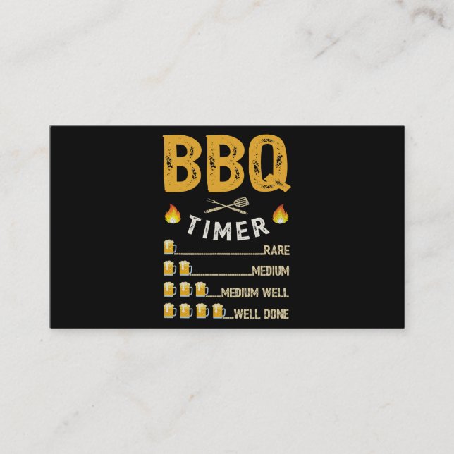 Tarjeta De Visita Mens BBQ Timer Barbecue Funny Grill Grill Beer (Anverso)