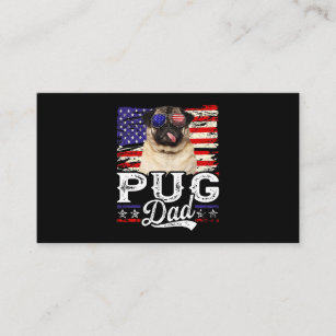 Tarjeta De Visita Mens Pug Dad Dad USA Flag Patriotic Fathers Day