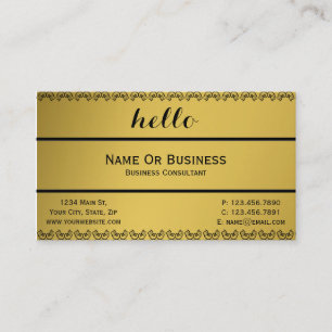 Tarjeta De Visita Mensaje de saludo de color dorado de lujo