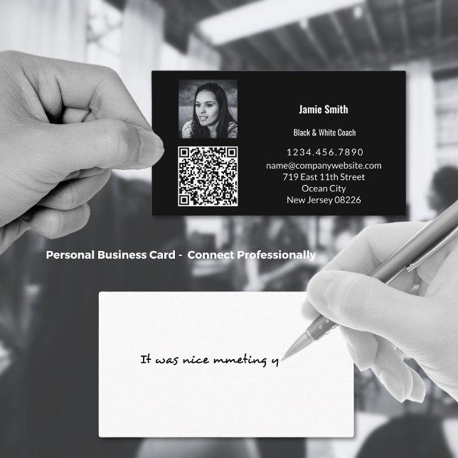 Tarjeta De Visita Mensaje personal de código QR de foto escaneable (Scannable Photo QR Code Personal Message Business Card)