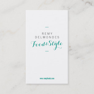 Tarjeta De Visita menta, gris, minimalista, estilista gastronómico