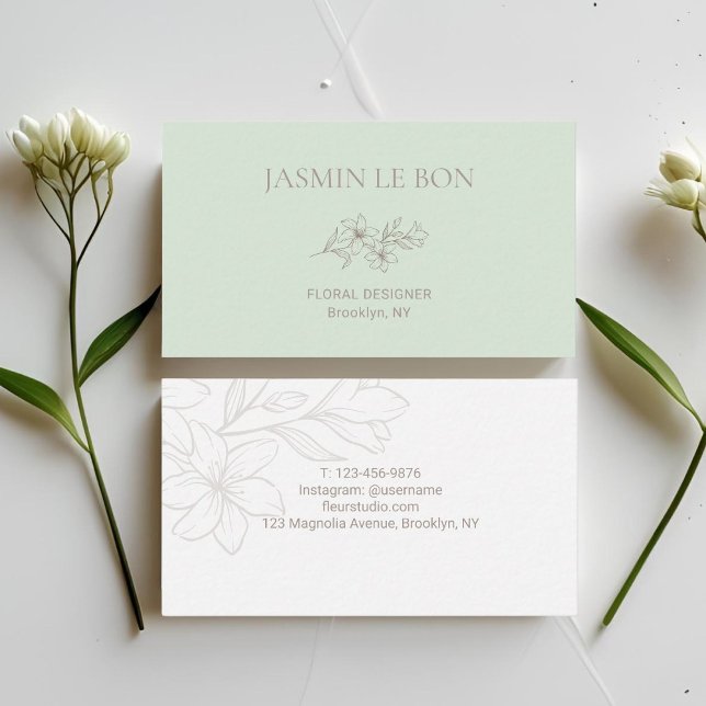Tarjeta De Visita Menta | Moda Minimalista floral (Subido por el creador)