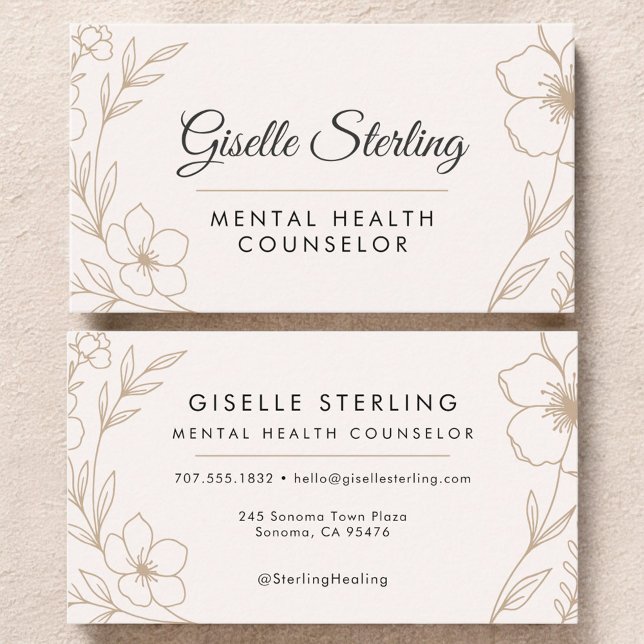 Tarjeta De Visita Mental Health Counselor Botanical Floral  (Subido por el creador)