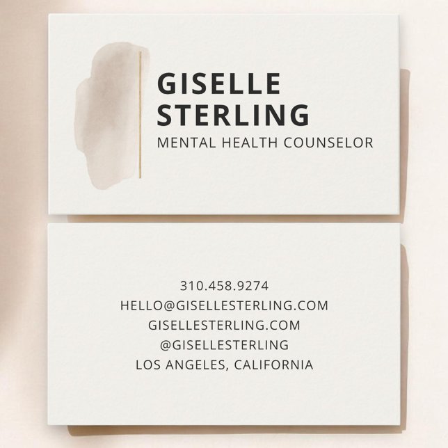 Tarjeta De Visita Mental Health Counselor Therapist Neutral Beige (Subido por el creador)
