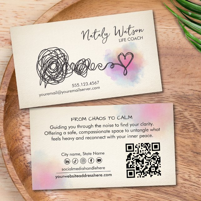 Tarjeta De Visita Mental Health Scribble to Heart Unraveling (Subido por el creador)