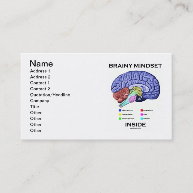 Tarjeta De Visita Mentalidad Brainy Inside (Cerebro anatómico) (Anverso)