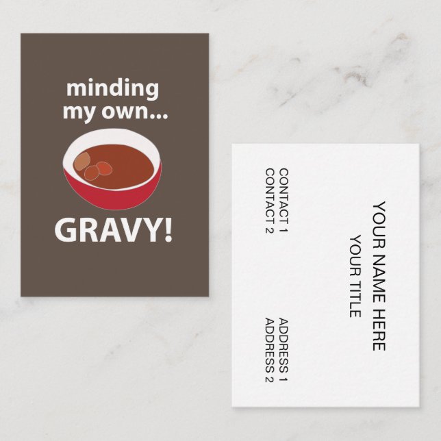 Tarjeta De Visita Mentalidad Grave Para Mi Propia Comida Grave (Anverso / Reverso)