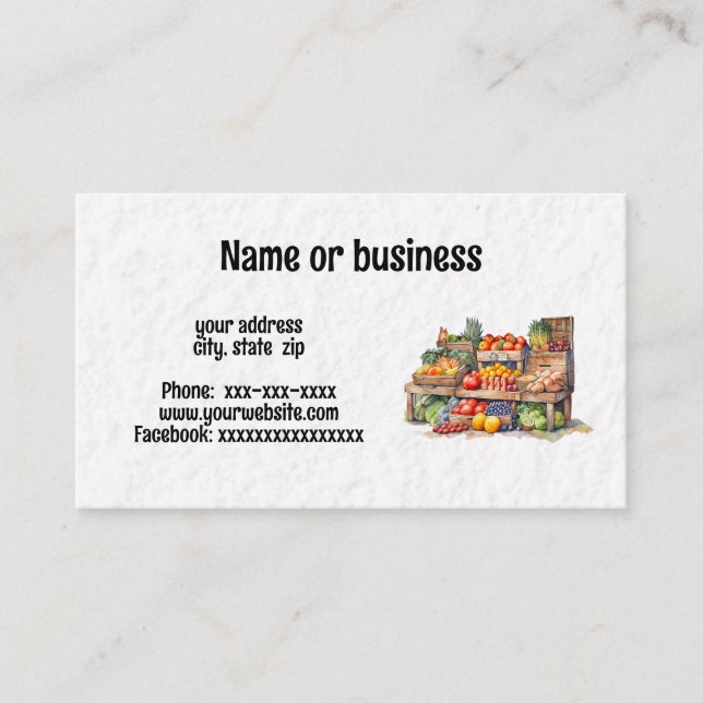 Tarjeta De Visita Mercado de agricultores (Anverso)