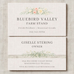 Tarjeta De Visita Mercado de agricultores Linen Country Shabby Chic