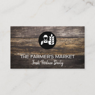 Tarjeta De Visita Mercado de agricultores   Paneles de madera