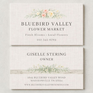 Tarjeta De Visita Mercado de Flores Campo Shabby Chic Lino 
