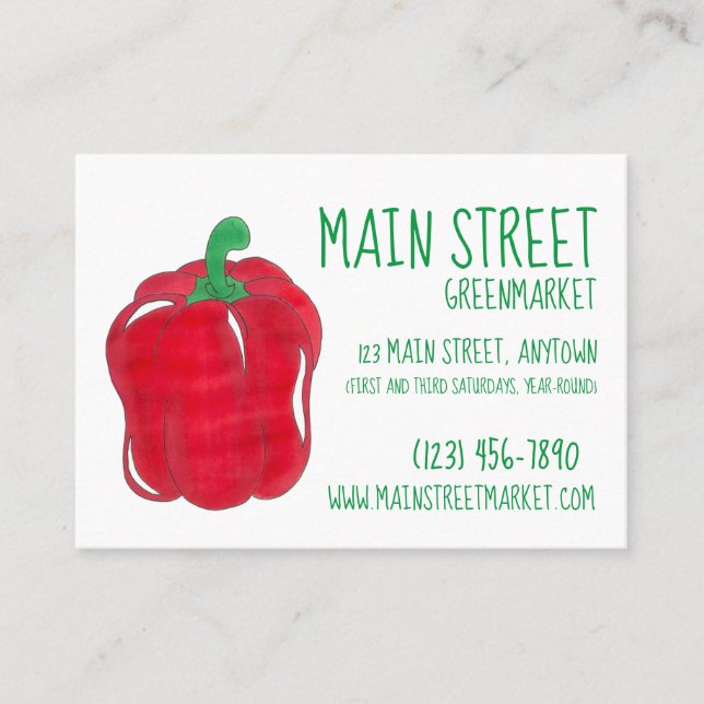 Tarjeta De Visita Mercado de granjeros Greenmarket Red Bell Pepper V (Anverso)