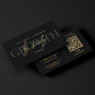 Tarjeta De Visita Mercadólogo Digital Elegante Firma de Oro Falso Ne