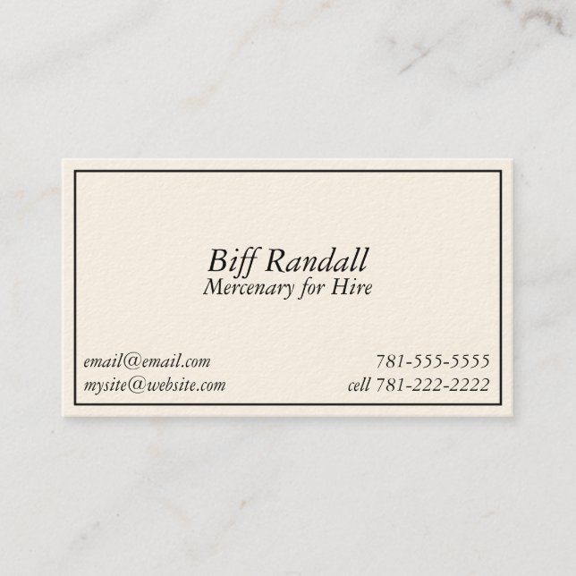 Tarjeta De Visita Mercenario del chiste de la novedad del KRW para (Anverso)