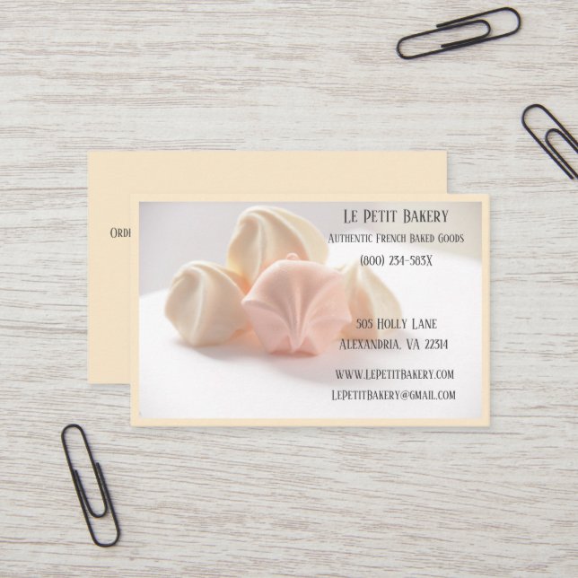 Tarjeta De Visita Merengue Bakery Baker Pastry Bake Shop Chef (Anverso/Reverso In Situ)