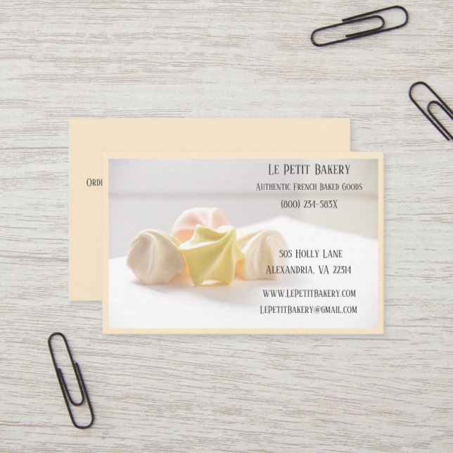 Tarjeta De Visita Merengue Bakery Baker Pastry Bake Shop Chef (Anverso/Reverso In Situ)